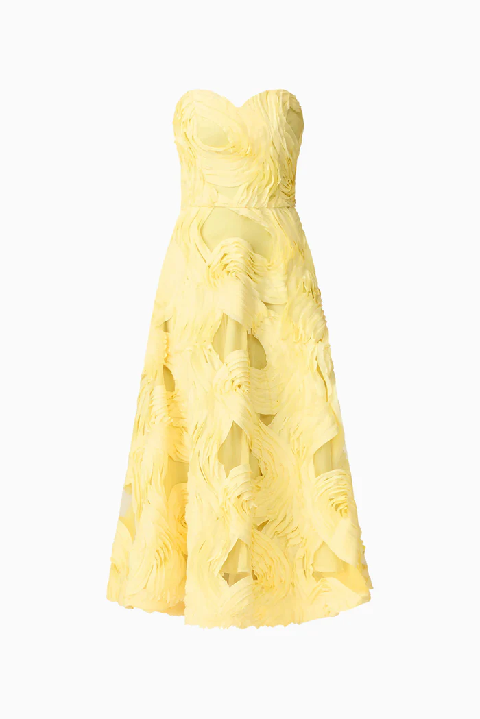 Asher Sweetheart Midi Dress in Yellow 8 Asher Sweetheart Midi Dress in Yellow - Image 8