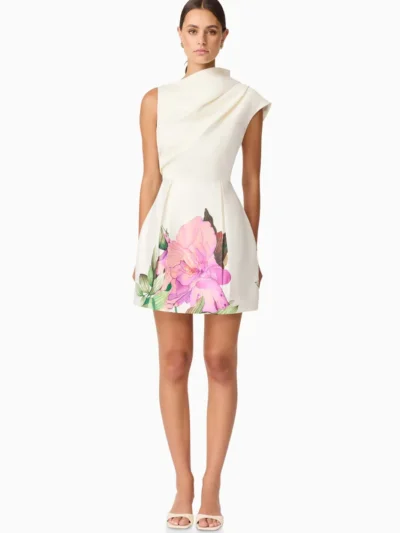 Azelie Asymmetrical Mini Dress in White