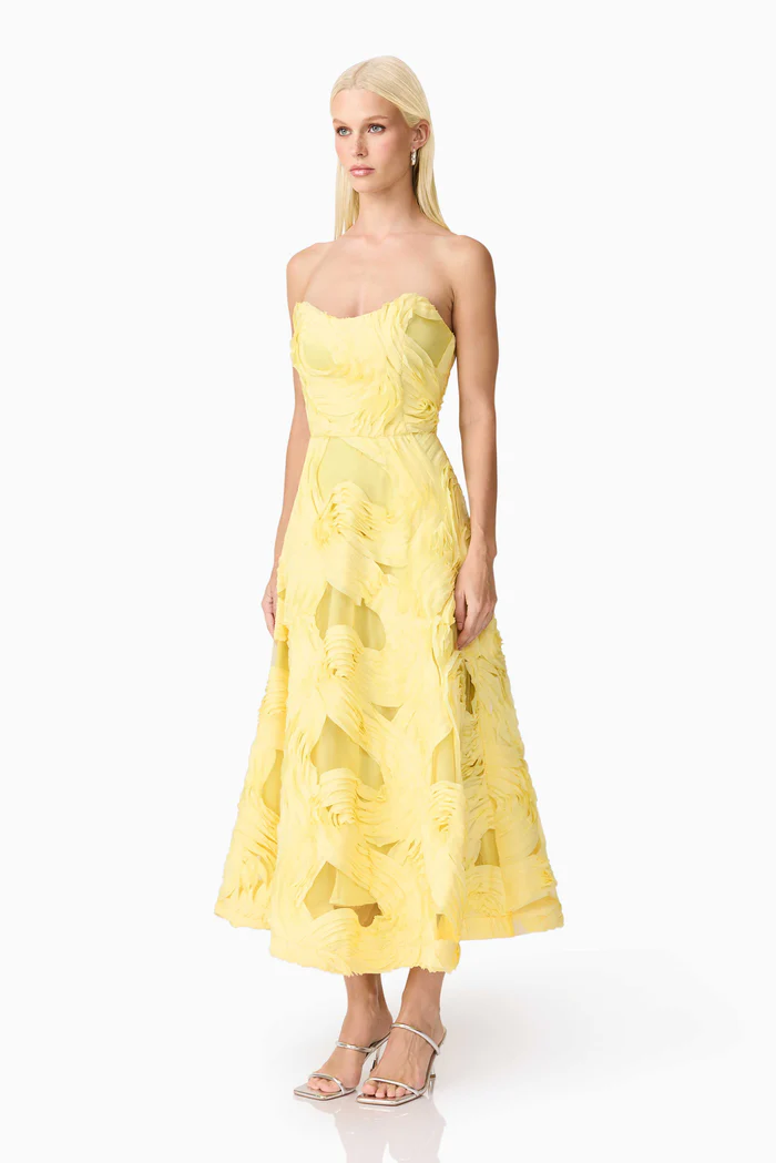 Asher Sweetheart Midi Dress in Yellow 1 Asher Sweetheart Midi Dress in Yellow