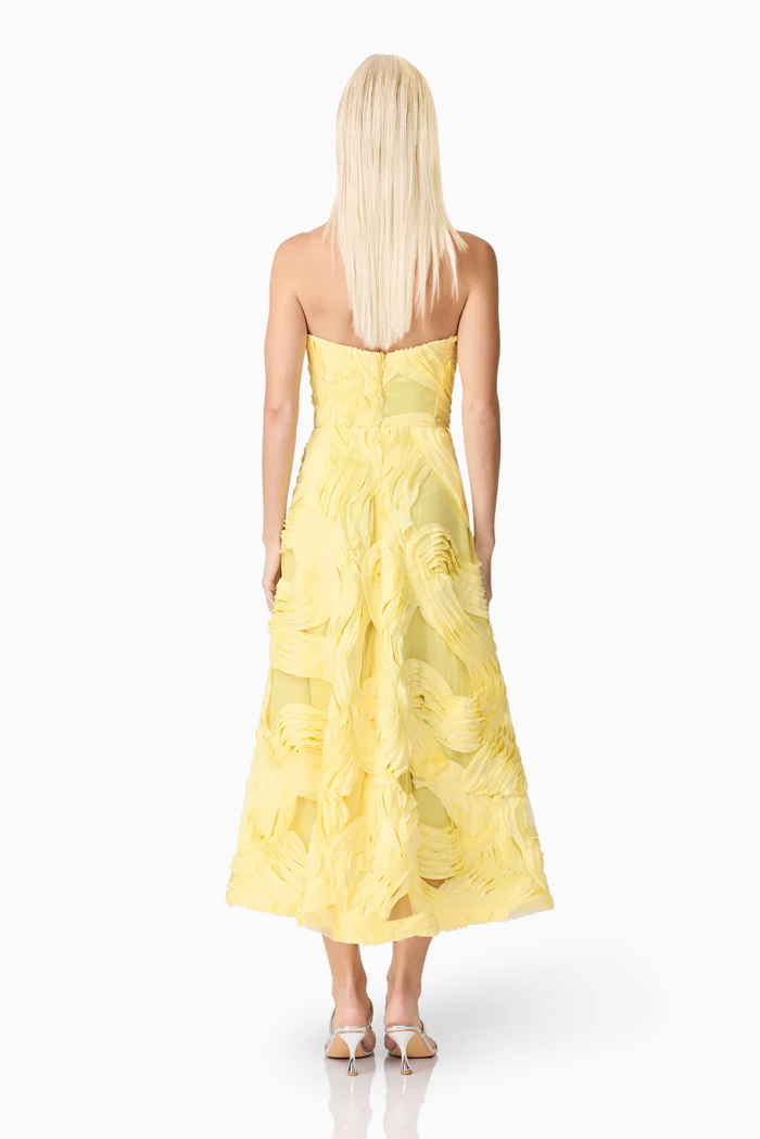 Asher Sweetheart Midi Dress in Yellow 6 Asher Sweetheart Midi Dress in Yellow - Image 6