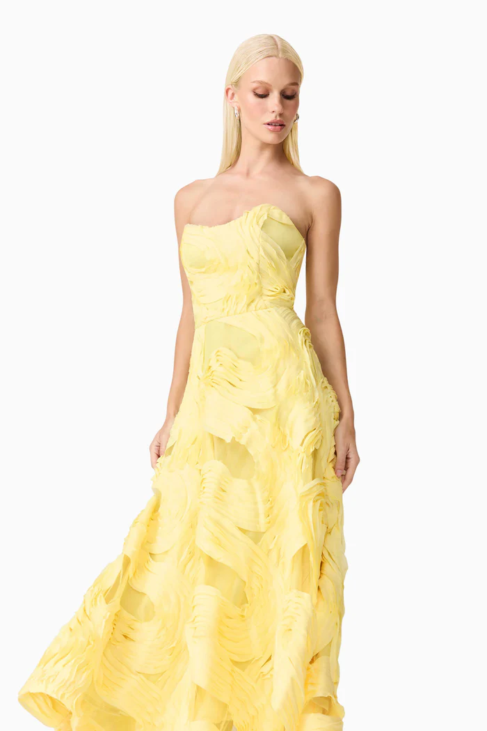 Asher Sweetheart Midi Dress in Yellow 3 Asher Sweetheart Midi Dress in Yellow - Image 3