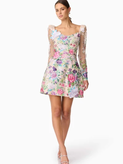 Eliska Long Sleeve Mini Dress in Floral