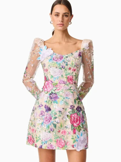 Eliska Long Sleeve Mini Dress in Floral