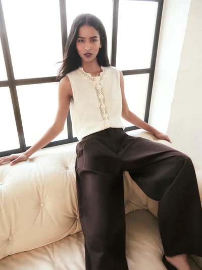 Brown Pleated Subtle Barrel Trousers